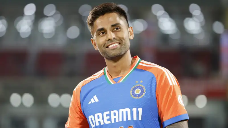 Suryakumar Yadav celebrating after a T20I half-century against New Zealand