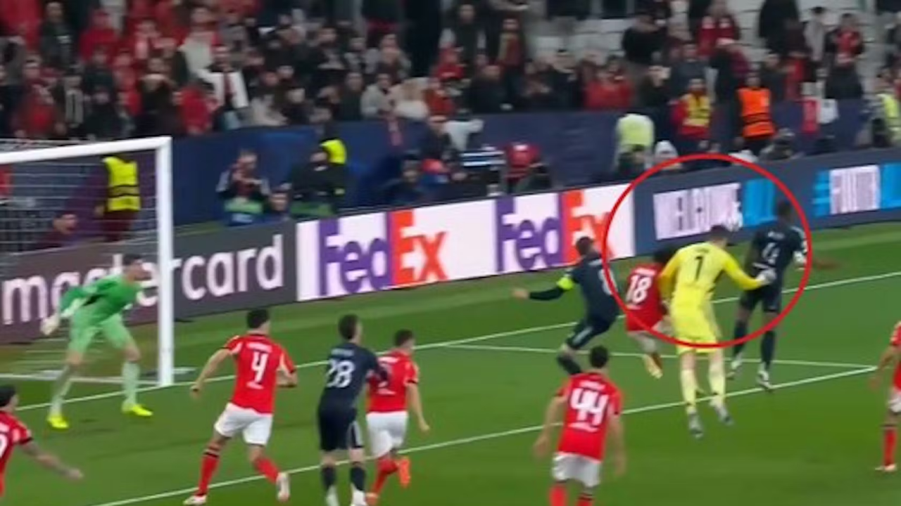 Benfica goalkeeper Anatoliy Trubin scores 98th-minute header against Real Madrid in Champions League