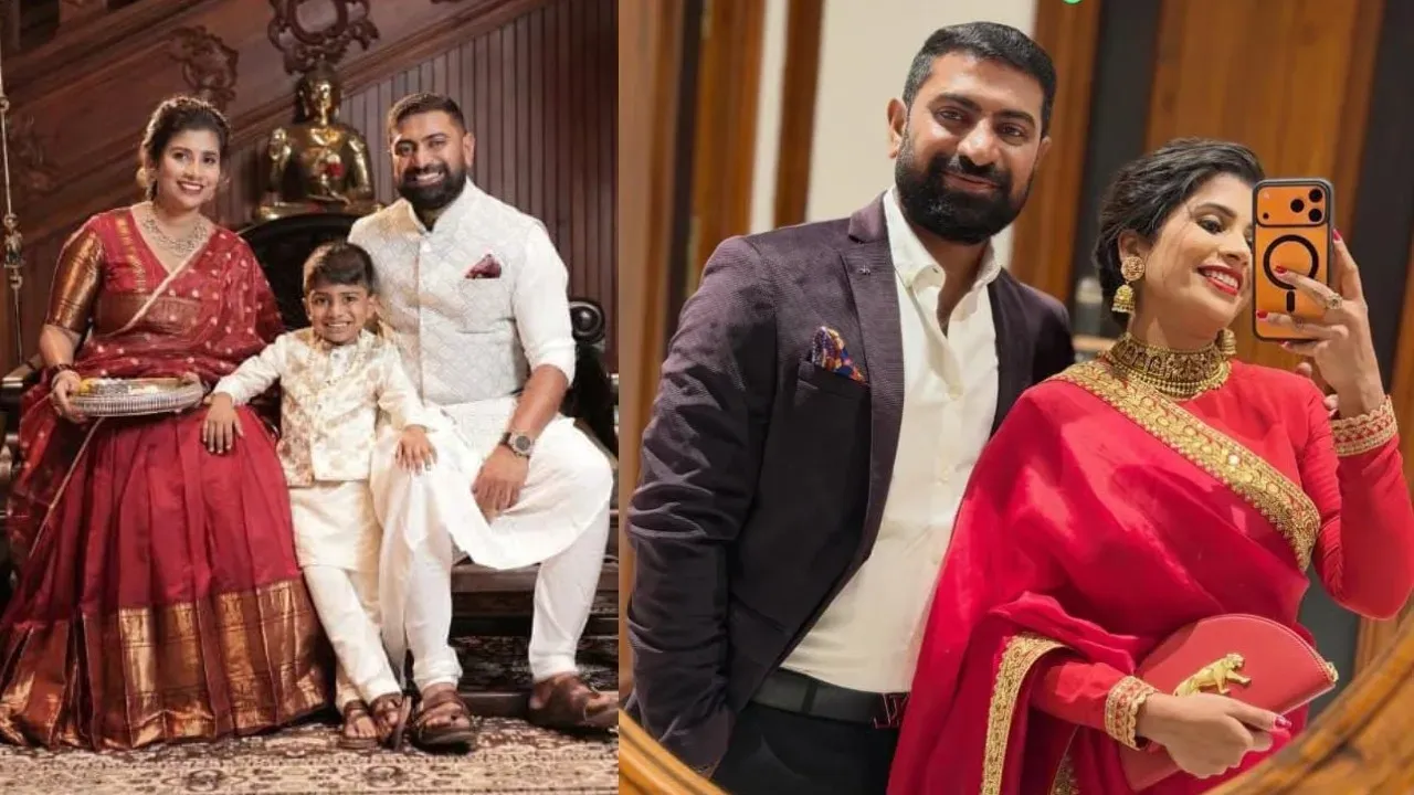 Kannada actor Kavya Gowda speaking to the press after family dispute in Bengaluru