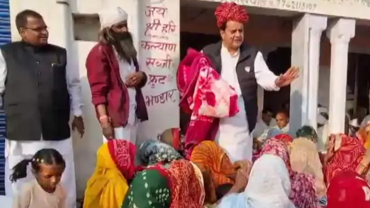 BJP leader Sukhbir Singh Jaunapuria at blanket distribution event in Tonk Rajasthan amid controversy