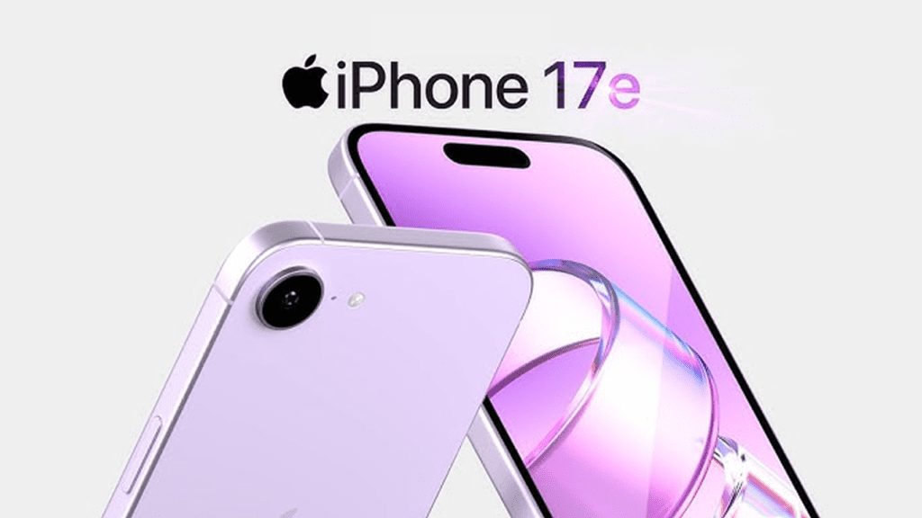 Concept render of Apple iPhone 17e showing MagSafe support, Dynamic Island, and Lavender finish