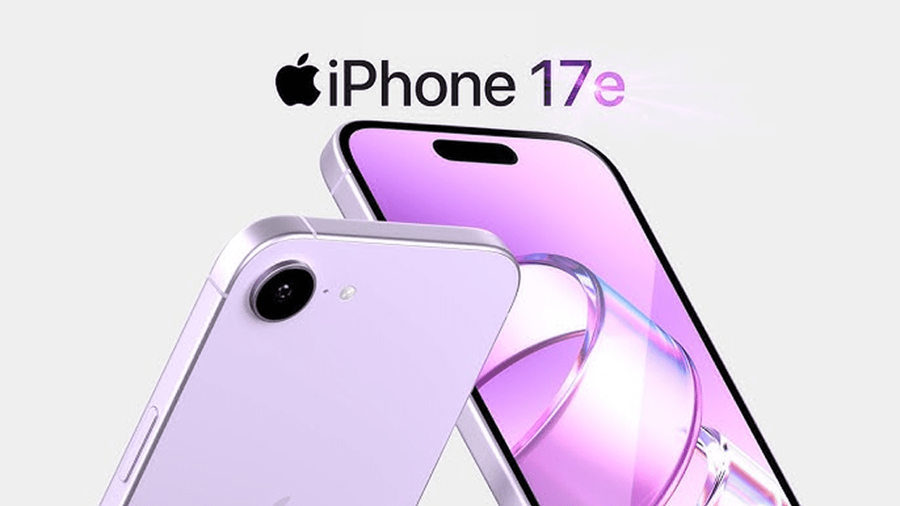 Concept render of Apple iPhone 17e showing MagSafe support, Dynamic Island, and Lavender finish