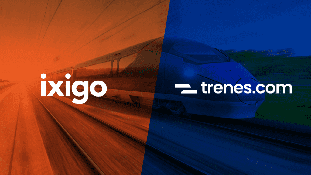 Ixigo logo with Trenes branding, symbolizing expansion into European rail market