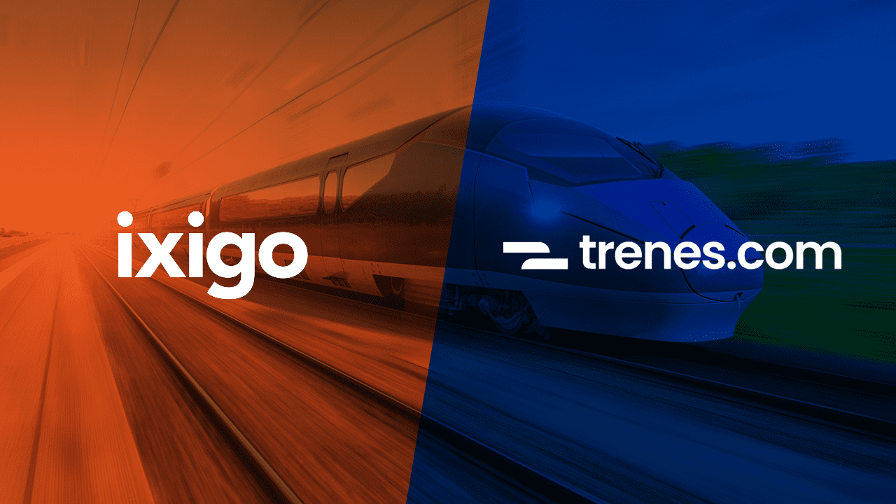 Ixigo logo with Trenes branding, symbolizing expansion into European rail market