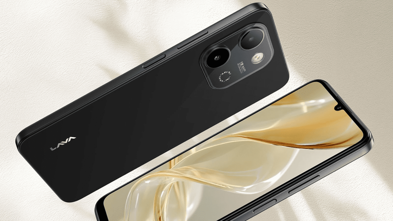 Lava Bold N2 smartphone displaying 6.75-inch screen with dual rear cameras and 5,000mAh battery