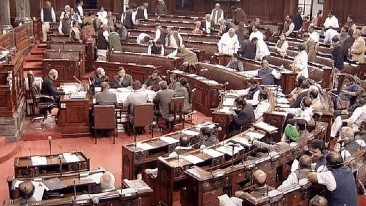 Women opposition MPs protesting in Lok Sabha ahead of Prime Minister Modi’s speech