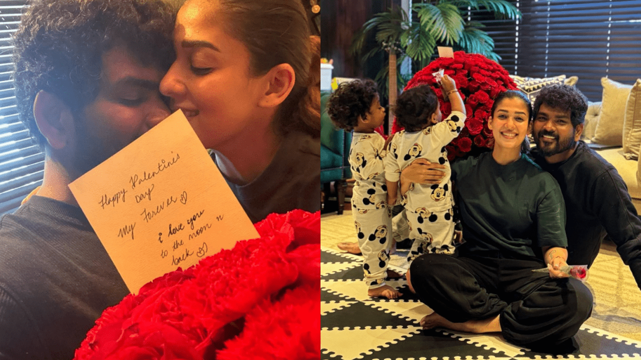 Nayanthara and Vignesh Shivan celebrating Valentine’s Day with a smiling couple photo