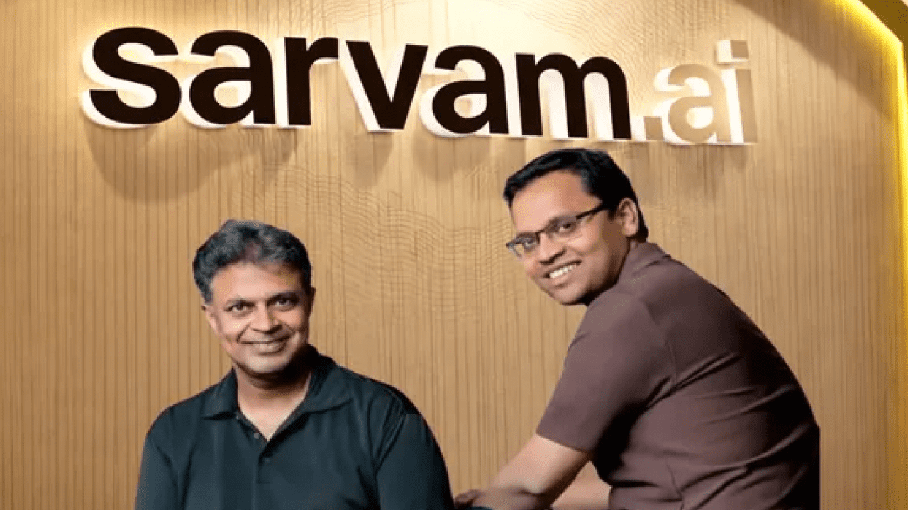 Sarvam AI co-founders presenting India-specific AI models at the India AI Impact Summit 2026 in New Delhi.