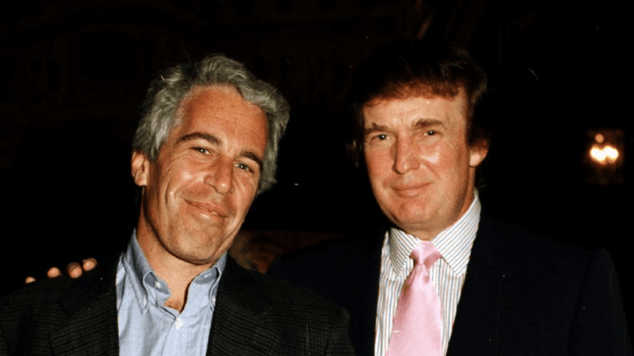 Donald Trump speaking to reporters aboard Air Force One amid renewed scrutiny over Epstein Files