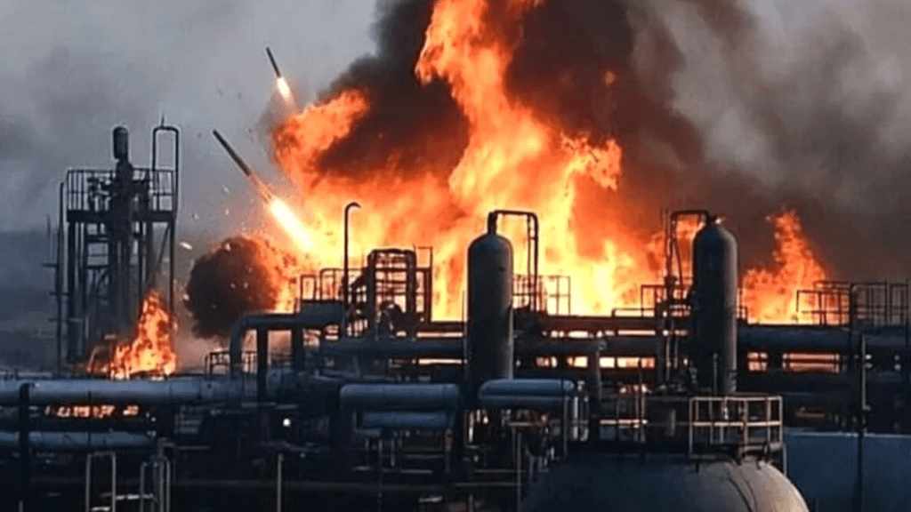 Fire and smoke rise from Qatar’s Ras Laffan LNG facility after Iranian missile strike