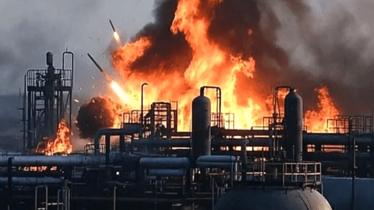 Fire and smoke rise from Qatar’s Ras Laffan LNG facility after Iranian missile strike