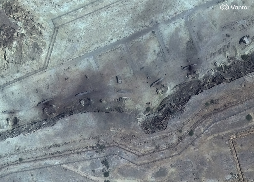 A satellite view shows destroyed storage bunkers after US and Israeli strikes, at Konarak, Iran.