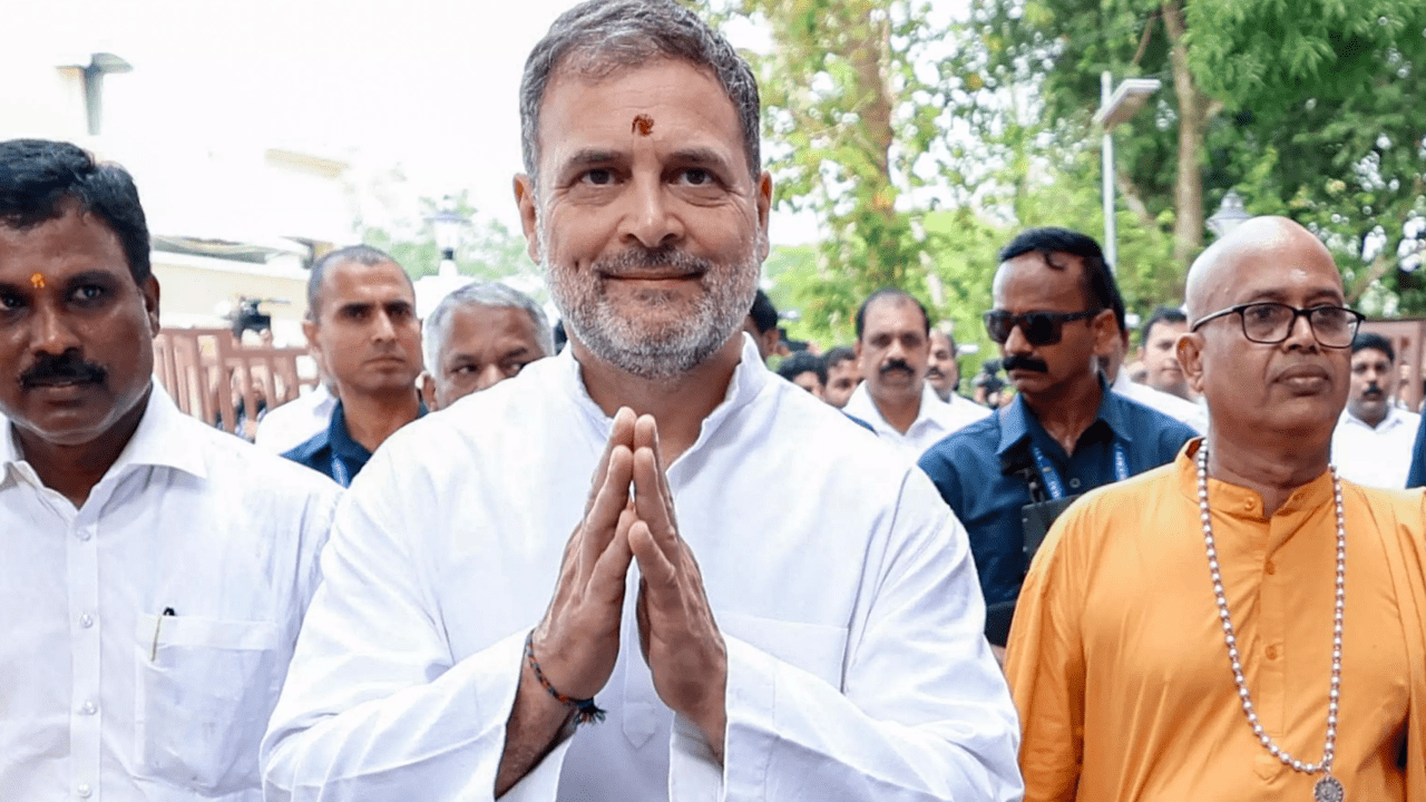 Rahul Gandhi interacting with locals during his visit to Madina village in Sonipat, Haryana for a farmer family wedding