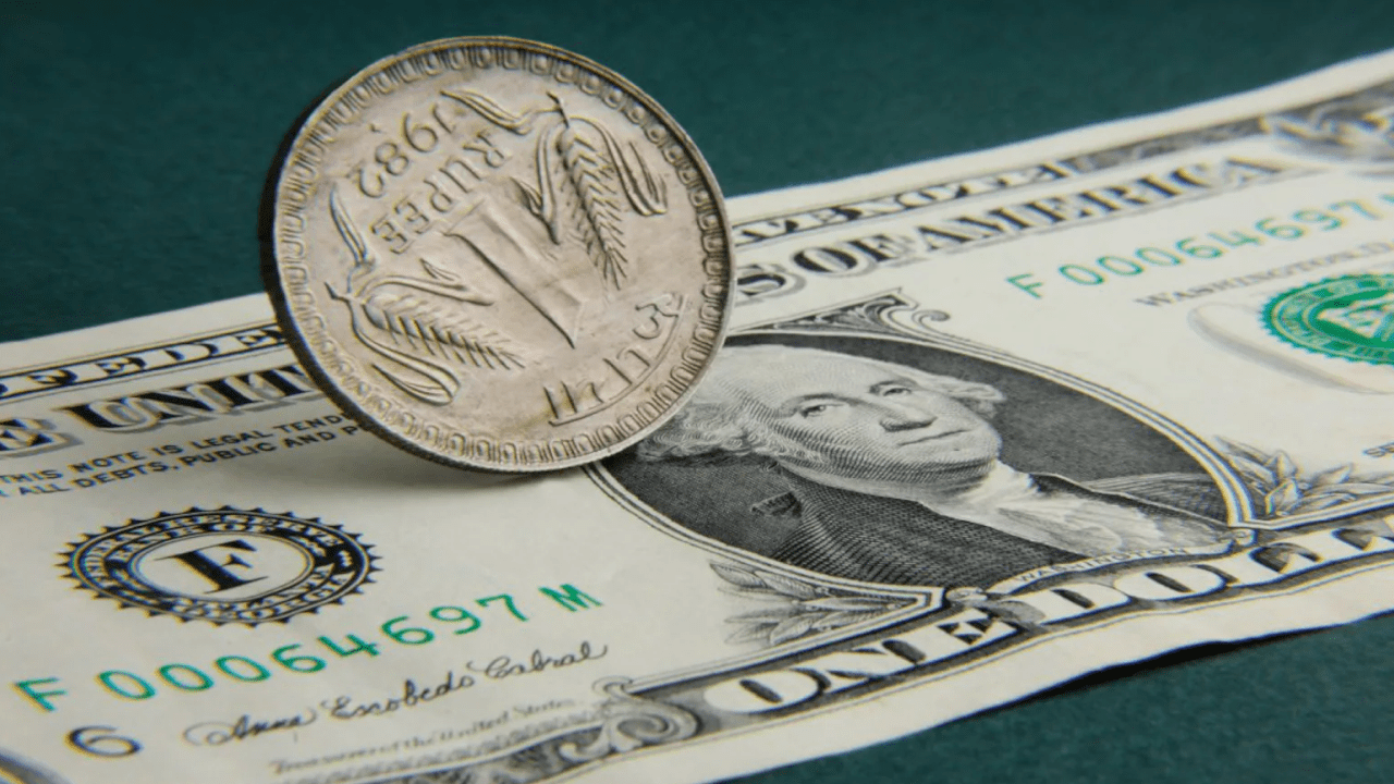 Indian rupee falling against US dollar with oil price surge and global market volatility