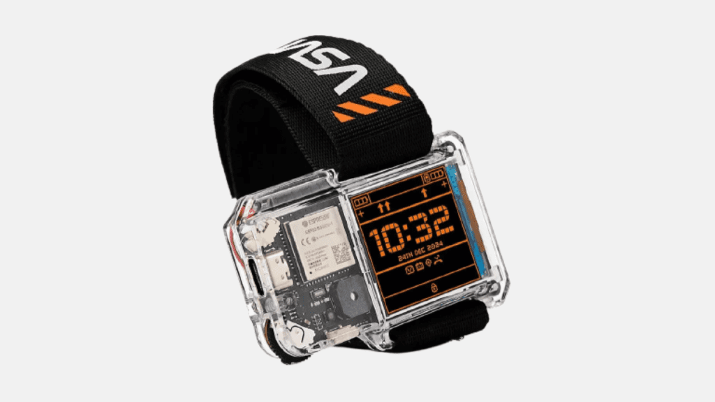 "NASA Artemis Watch 2.0 smartwatch by CircuitMess, a DIY wearable tech kit designed for building and programming, inspired by the Artemis II Moon mission."