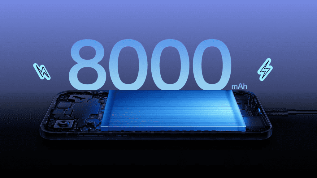 OnePlus Nord CE 6 featuring a large 8,000mAh battery with 80W SUPERVOOC fast charging, supporting extended two-day usage and gaming optimization.