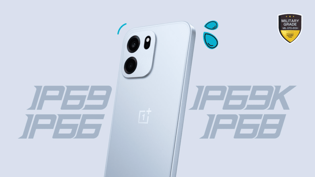 OnePlus Nord CE 6 designed for durability with IP66, IP68, IP69, and IP69K ratings and MIL-STD-810H certification for resistance to water, dust, and environmental stress.