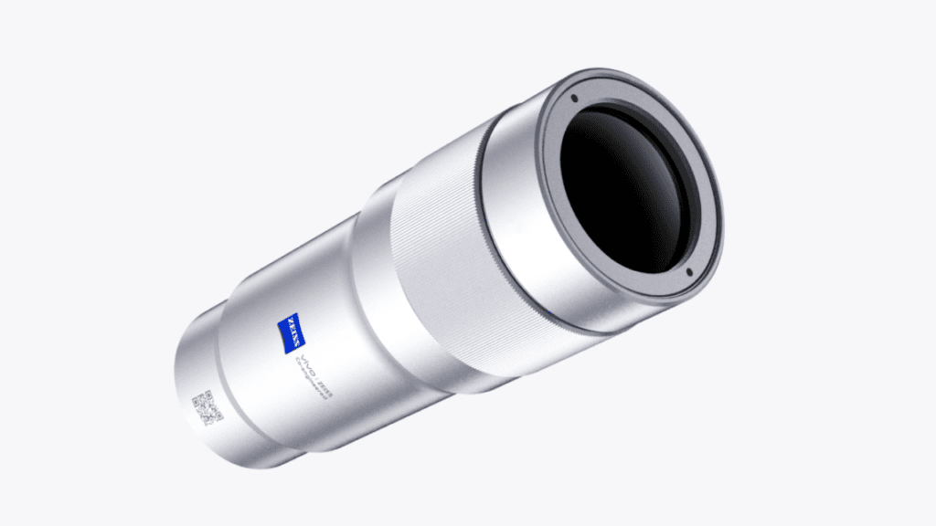 The Vivo X300 FE supports a modular camera system with an attachable ZEISS telephoto extender, enabling enhanced zoom capabilities through an external accessory without increasing the phone’s internal size or weight.