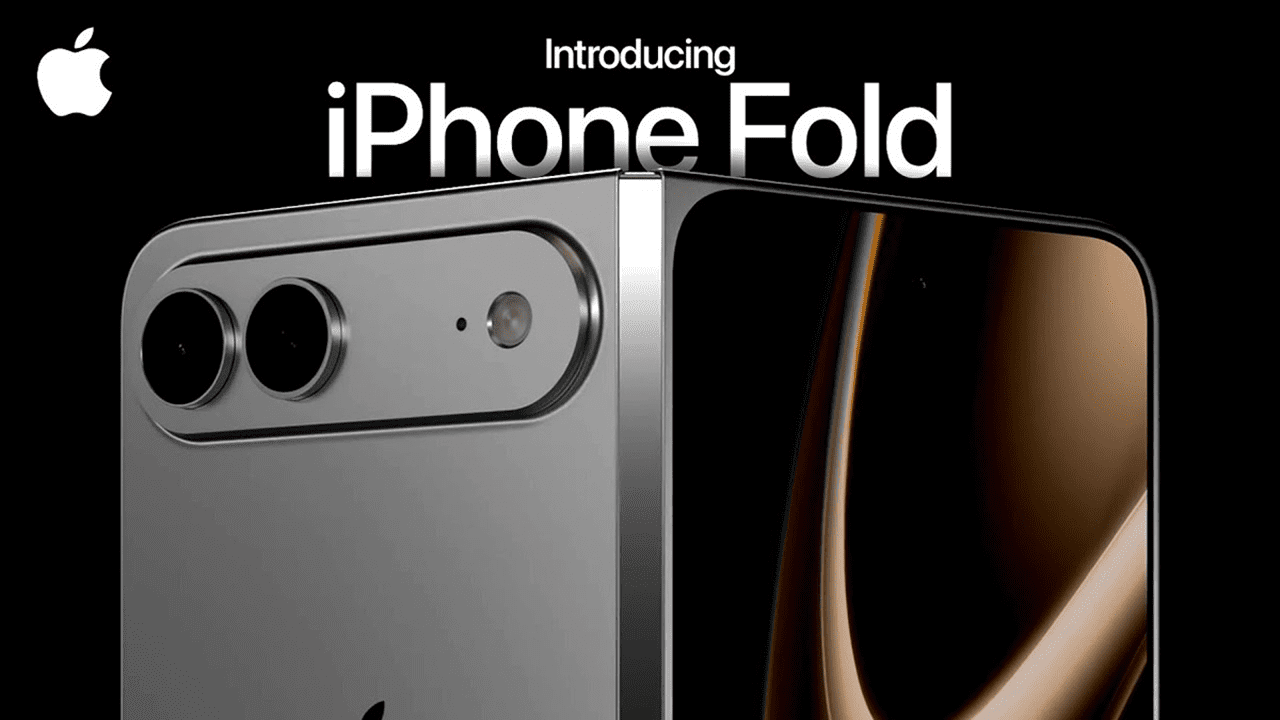 Apple iPhone Fold concept showing book-style foldable display with inner and outer screens