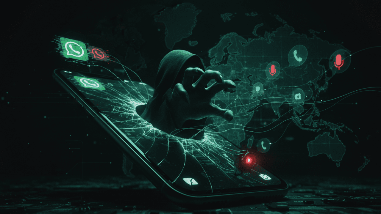 WhatsApp spyware warning on iPhone showing fake app security threat in Italy