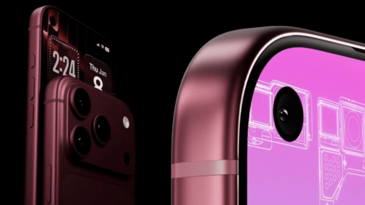 iPhone 18 Pro render showing smaller Dynamic Island and updated display design