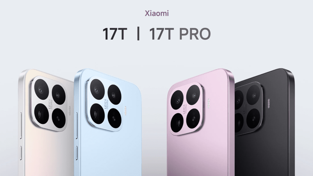 Xiaomi 17T and Xiaomi 17T Pro smartphones showcasing Leica camera module and AMOLED display during global launch