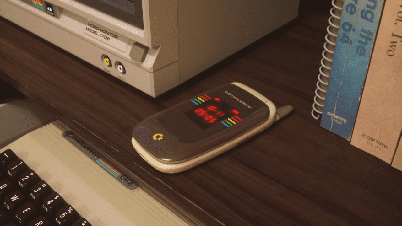 Commodore Callback 8020 retro flip phone featuring digital detox features, social media blocking technology, and nostalgic design elements