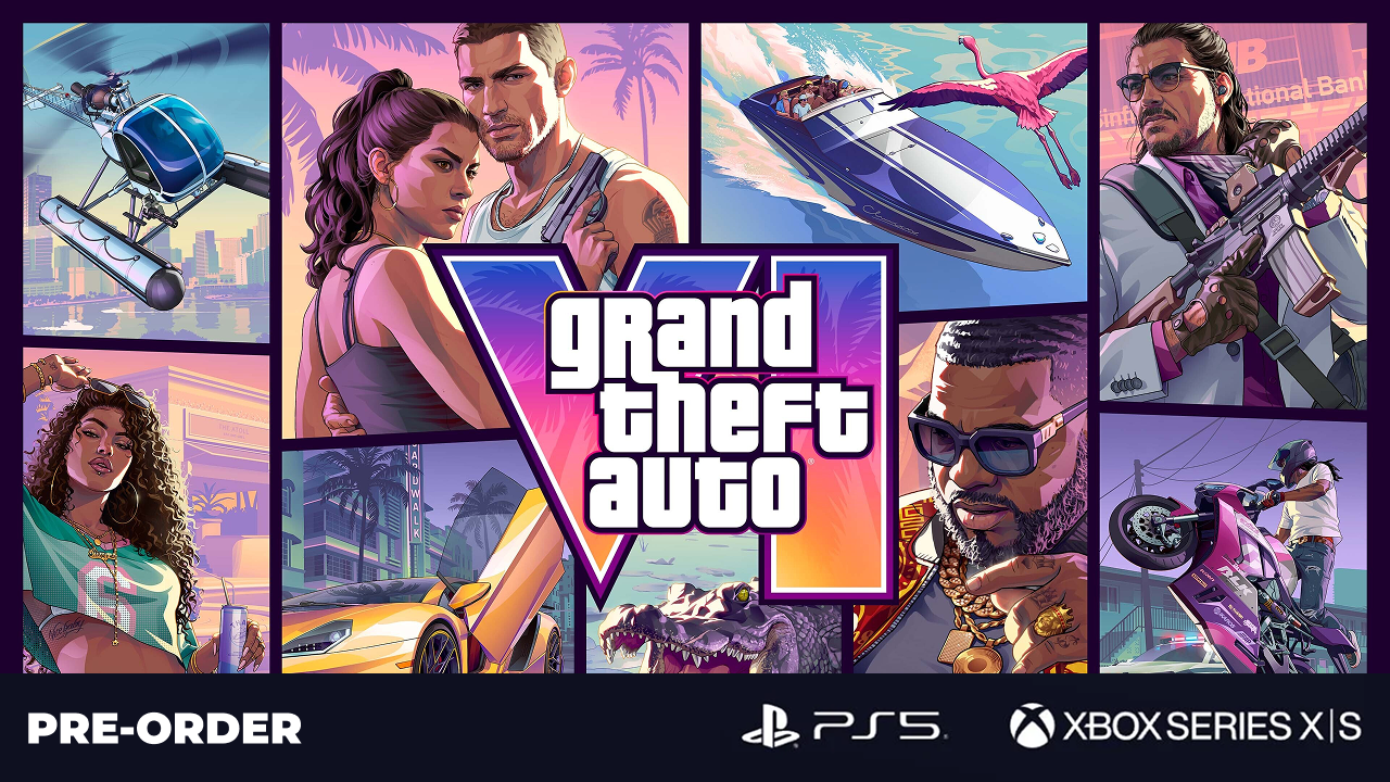 Grand Theft Auto VI promotional artwork featuring protagonists Jason and Lucia ahead of GTA 6 pre-order launch and November release.
