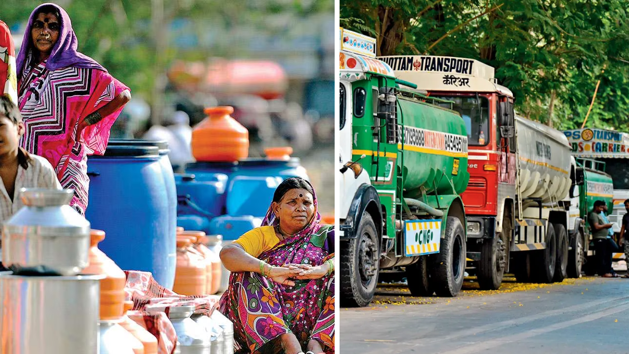 Mumbai reservoir water levels fall below 10 percent as water tankers supply residential areas during worsening water crisis