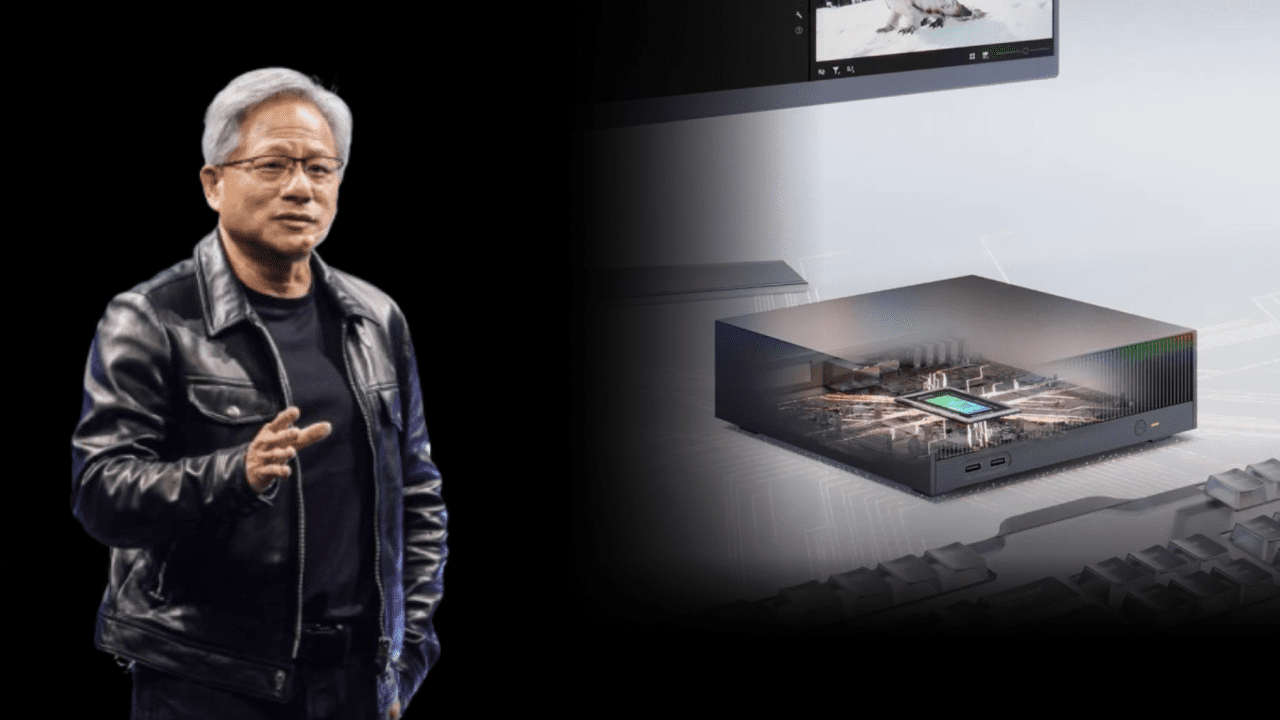 Nvidia CEO Jensen Huang presenting RTX Spark AI-powered Windows PC platform alongside Microsoft partnership announcement