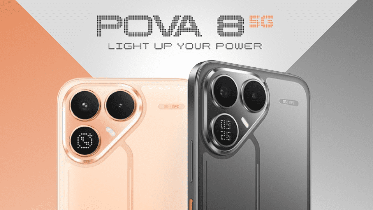 Tecno Pova 8 smartphone with Alive Matrix LED rear display, 8000mAh battery and cyberpunk design launched in India
