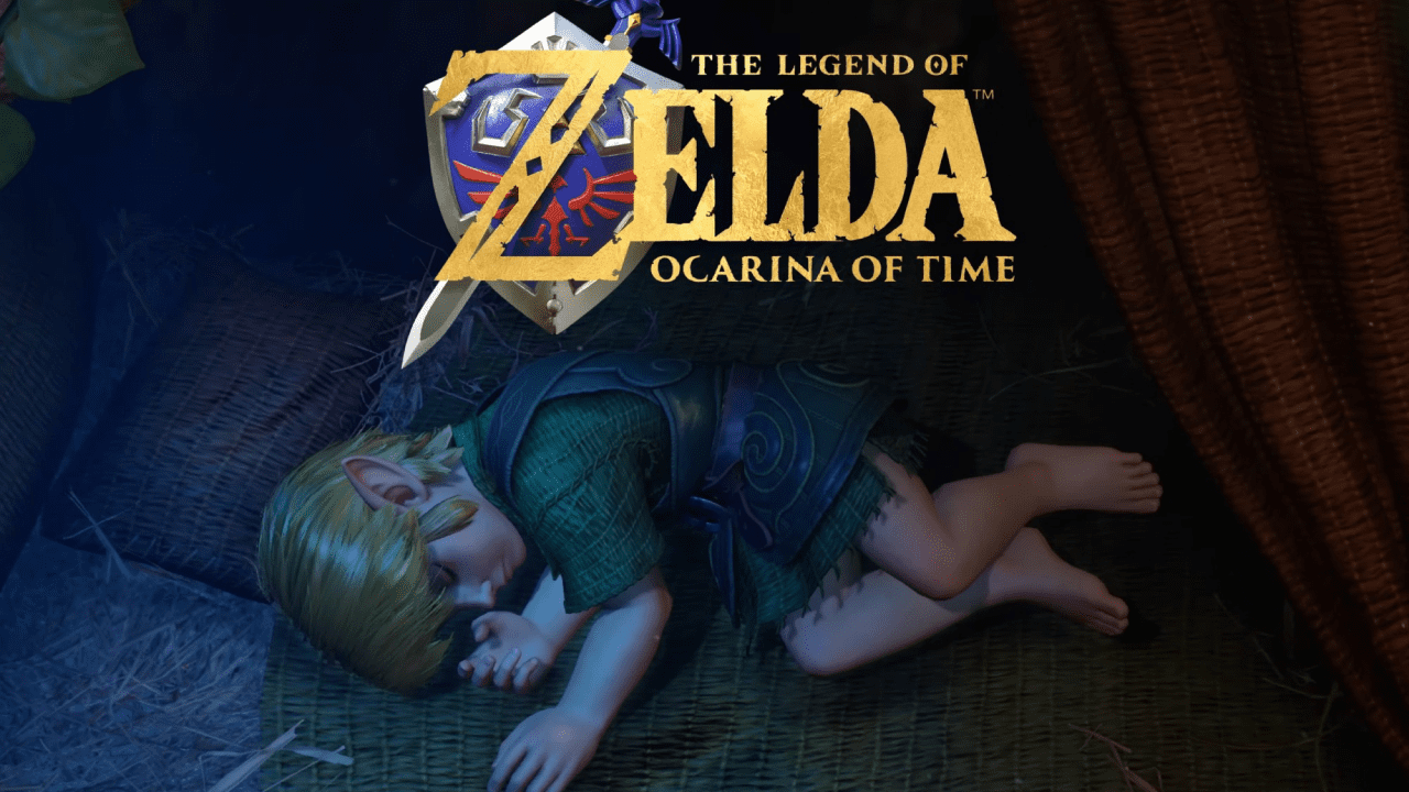 Young Link in a visually remade Kokiri Forest during the Zelda Ocarina of Time Remake reveal for Nintendo Switch 2